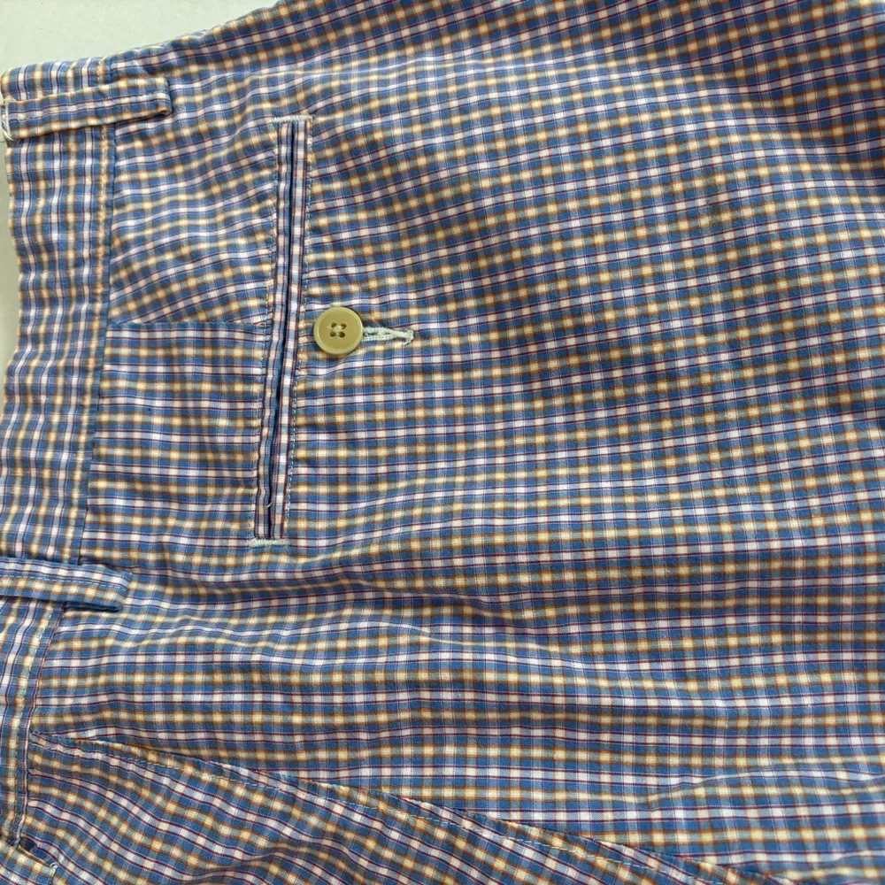 J. Crew flat front‎ Men's 10 inch inseam Blue Checkered Shorts sz 32